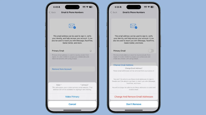 乐昌苹果手机维修分享苹果 iOS 18.1 支持设置“主要”邮箱地址并更改 iCloud 邮箱 